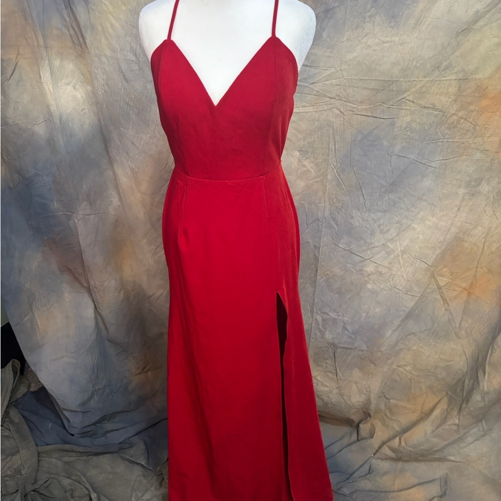 Elegant Red Spaghetti Strap Maxi Dress